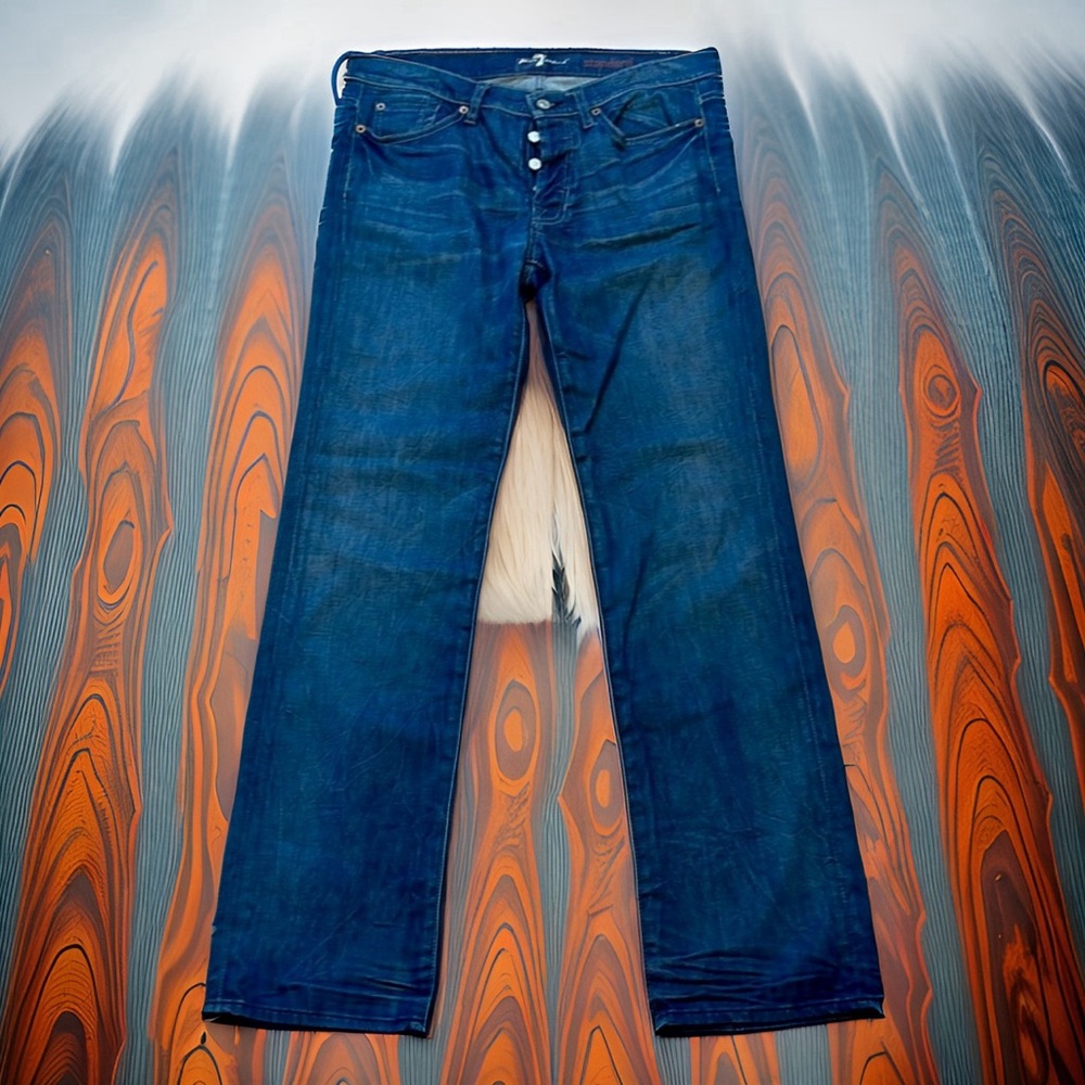 7FAM Standard fit jeans with cool textured design. Unused film shoot spare pair.